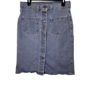 Levi's Y2K Denim Skirt Womens Size 28 Blue Button Front Pockets Jean Skirt Retro